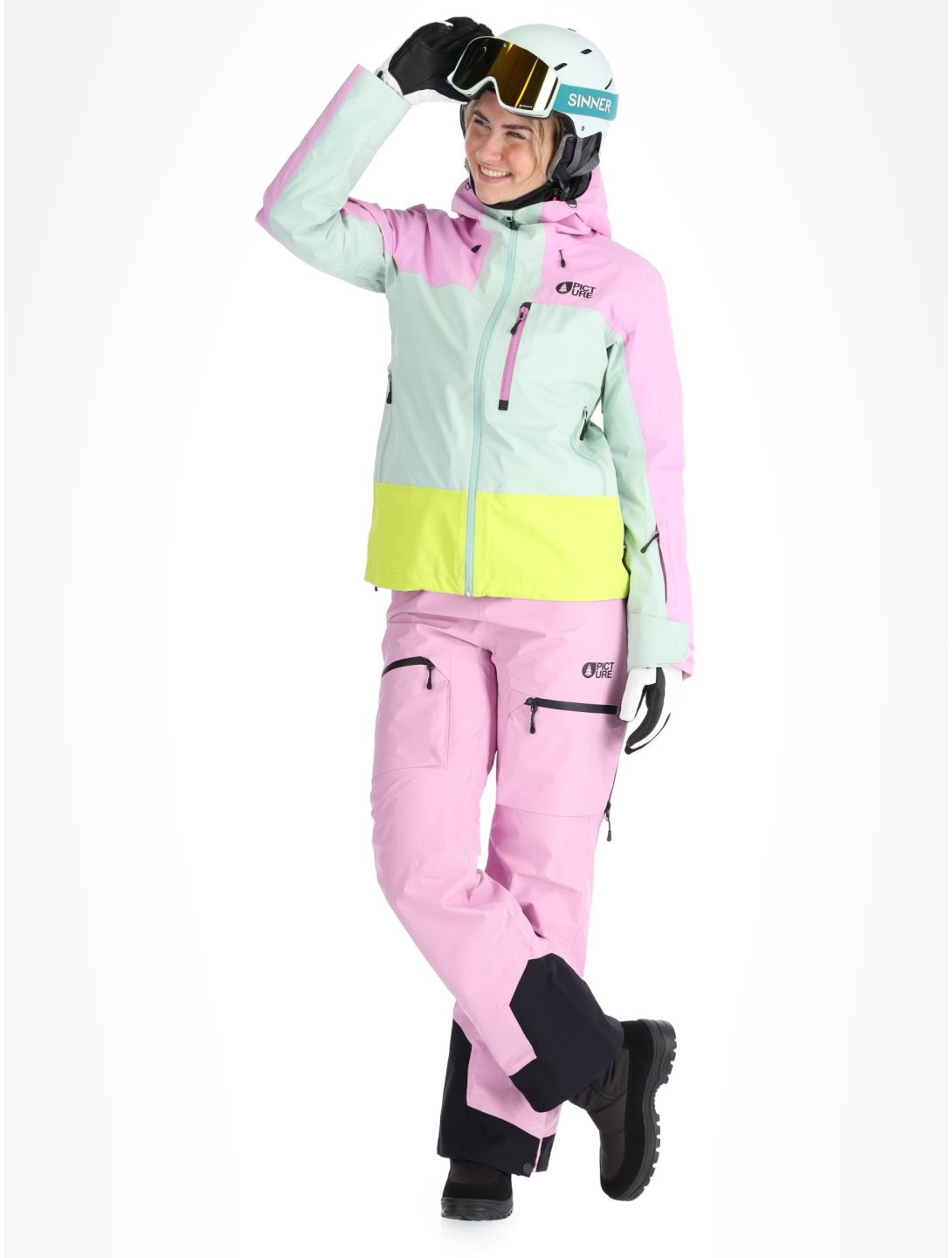 Picture, Sylva 3L veste de ski à coque dure femmes Orchid Silt Green Acid Lime gris, rose, vert 