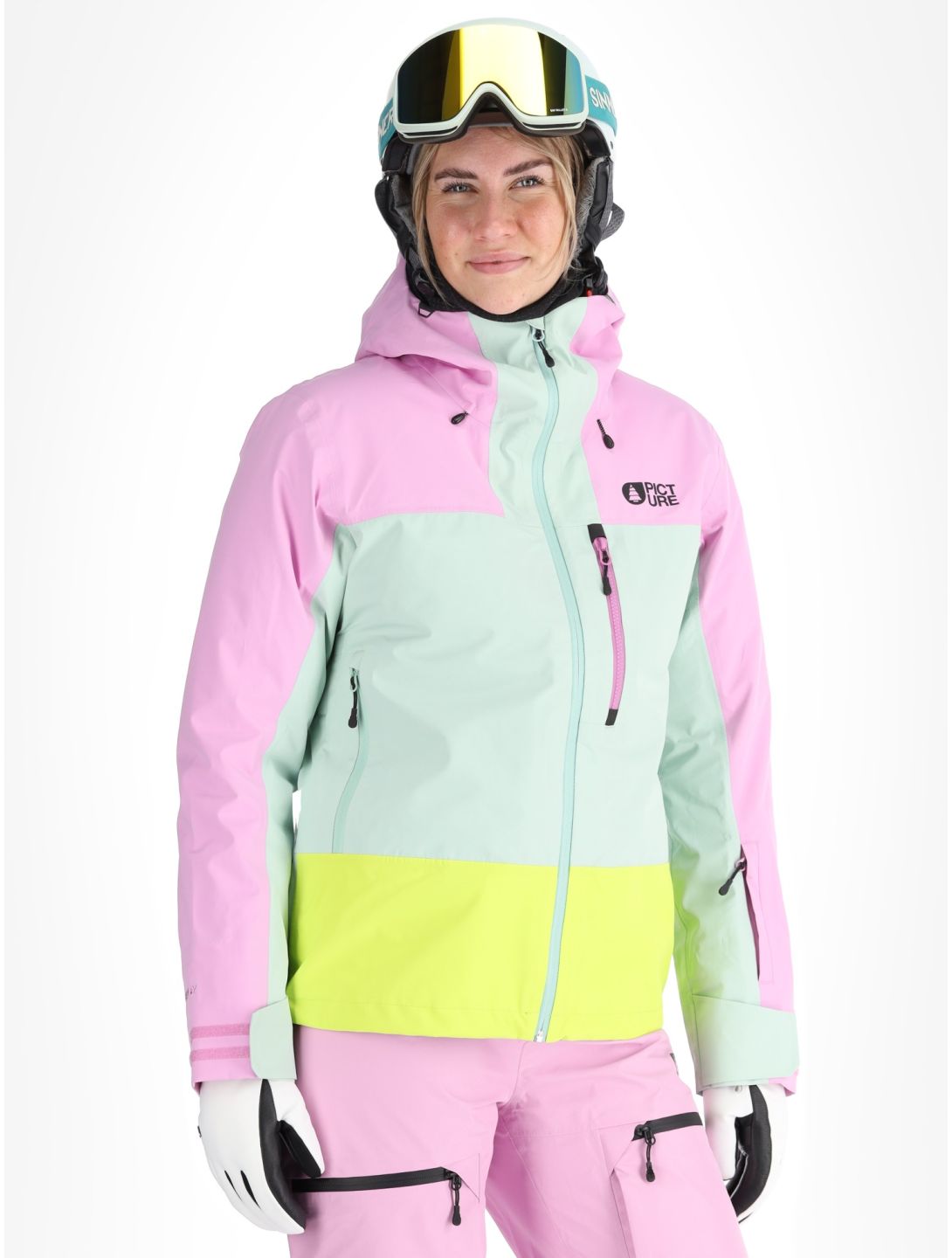 Picture, Sylva 3L veste de ski à coque dure femmes Orchid Silt Green Acid Lime gris, rose, vert 