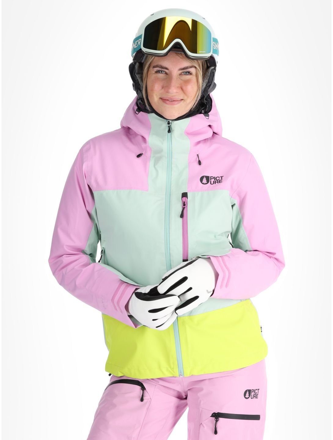 Picture, Sylva 3L veste de ski à coque dure femmes Orchid Silt Green Acid Lime gris, rose, vert 