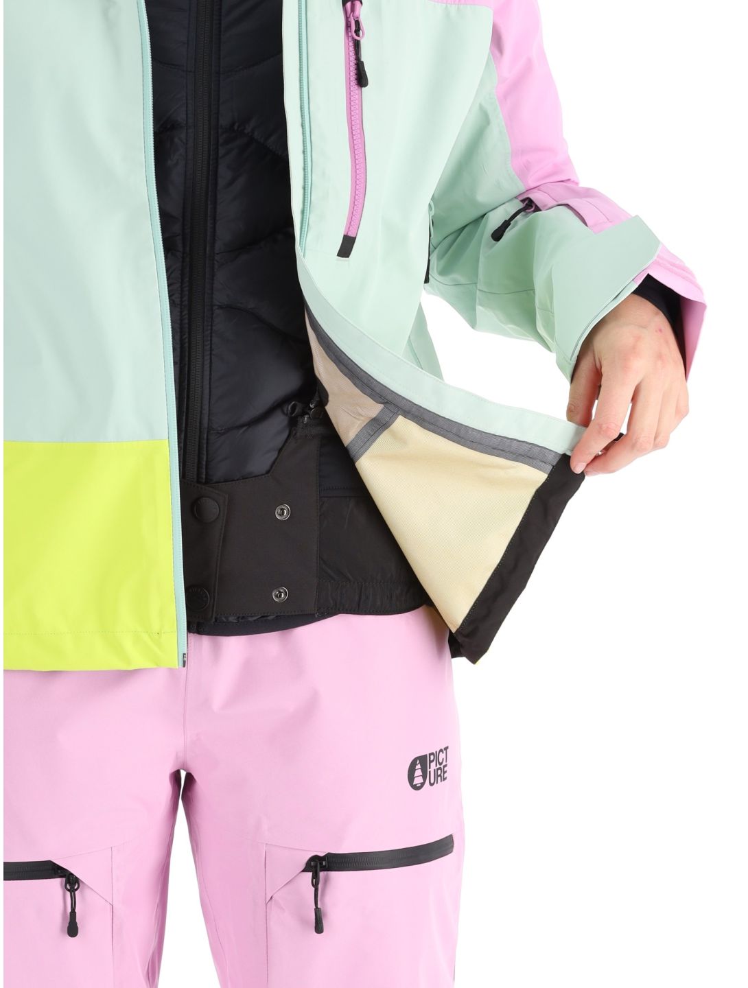 Picture, Sylva 3L veste de ski à coque dure femmes Orchid Silt Green Acid Lime gris, rose, vert 