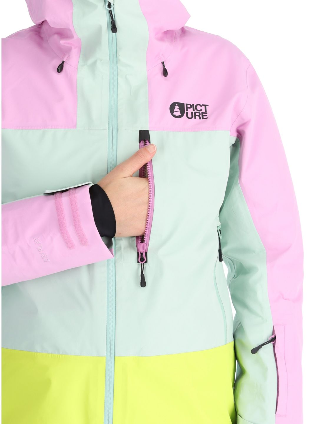 Picture, Sylva 3L veste de ski à coque dure femmes Orchid Silt Green Acid Lime gris, rose, vert 