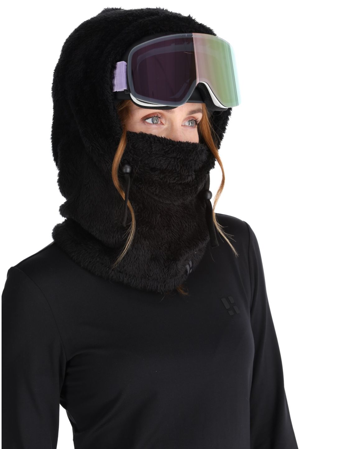 Poederbaas, Fluffy Balaclava masque de ski unisexe Black noir 