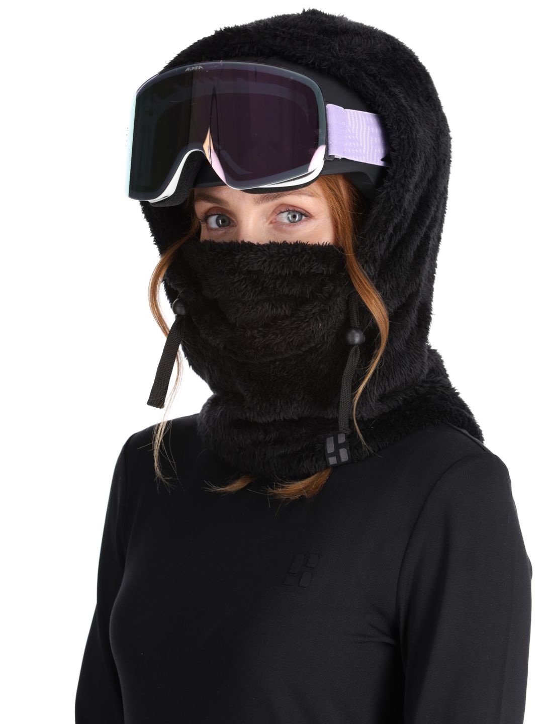 Poederbaas, Fluffy Balaclava masque de ski unisexe Black noir 