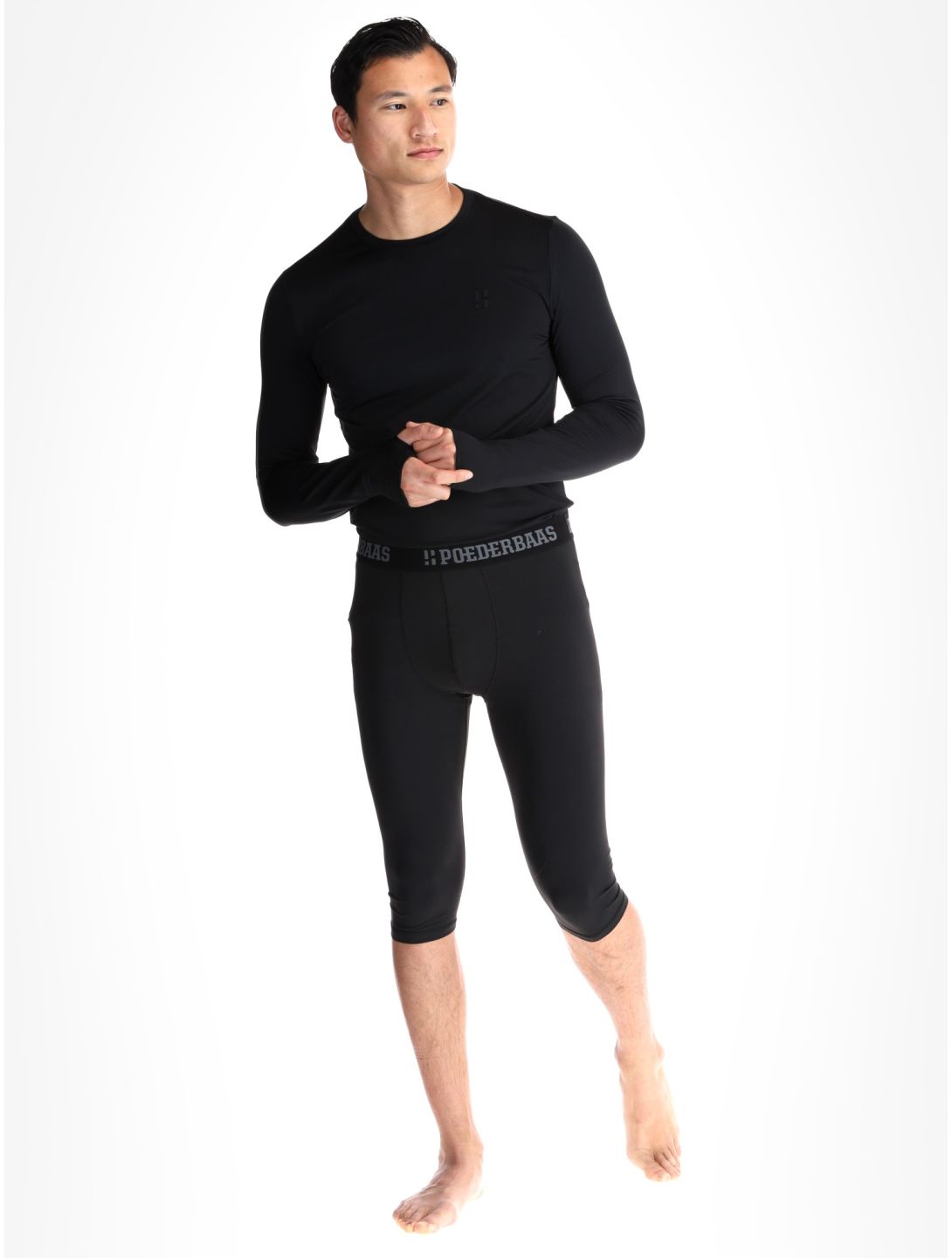 Poederbaas, Lightweight Baselayer 3/4 pantalon thermique hommes Black noir 