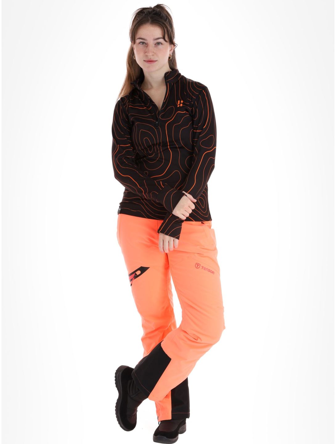 Poederbaas, Maps pull de ski femmes Black Orange noir, orange 