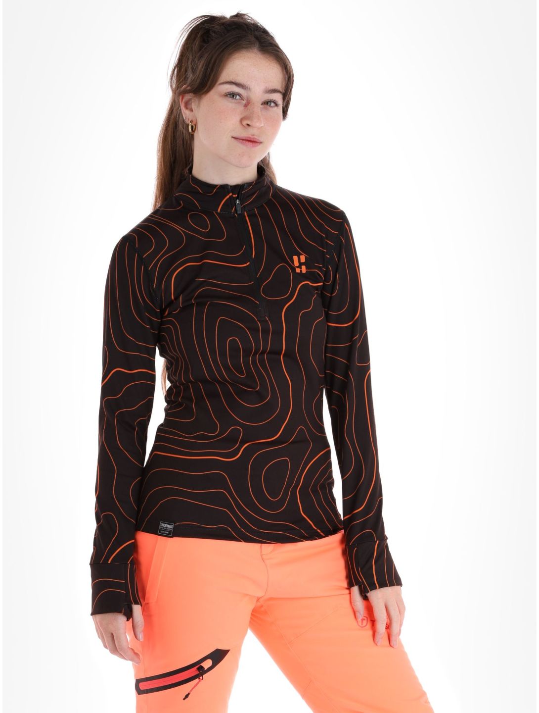 Poederbaas, Maps pull de ski femmes Black Orange noir, orange 