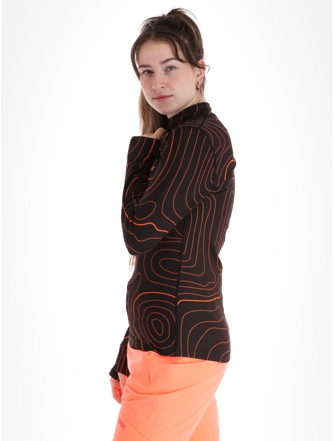 Poederbaas, Maps pull de ski femmes Black Orange noir, orange 