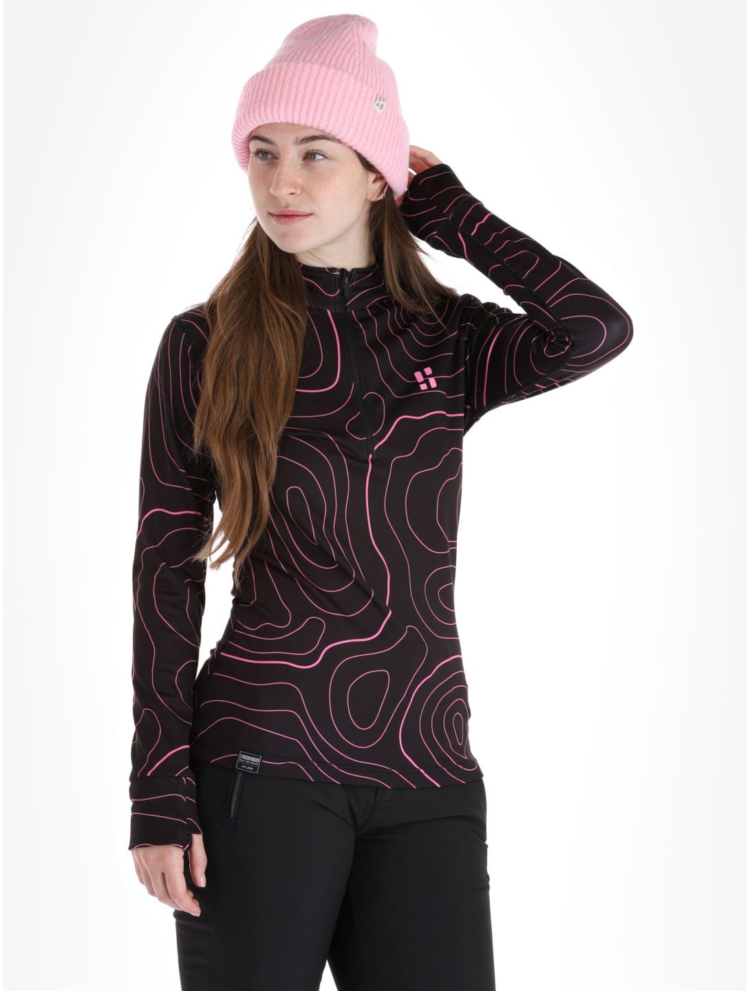 Poederbaas, Maps pull de ski femmes Black Pink noir, rose 