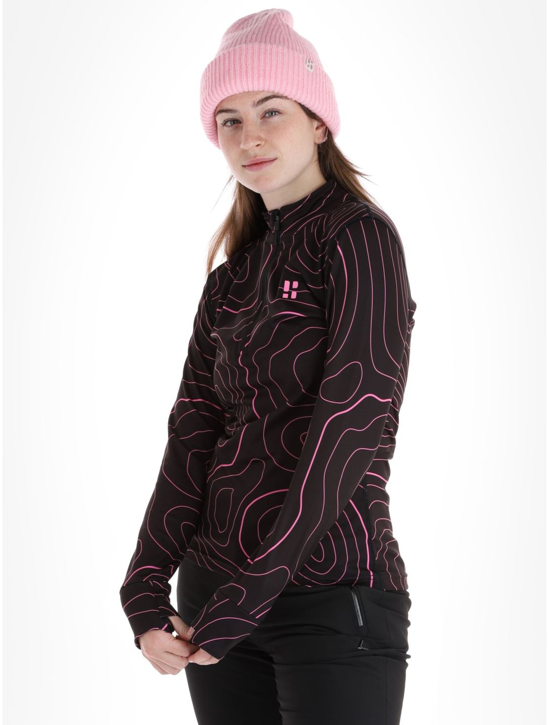 Poederbaas, Maps pull de ski femmes Black Pink noir, rose 