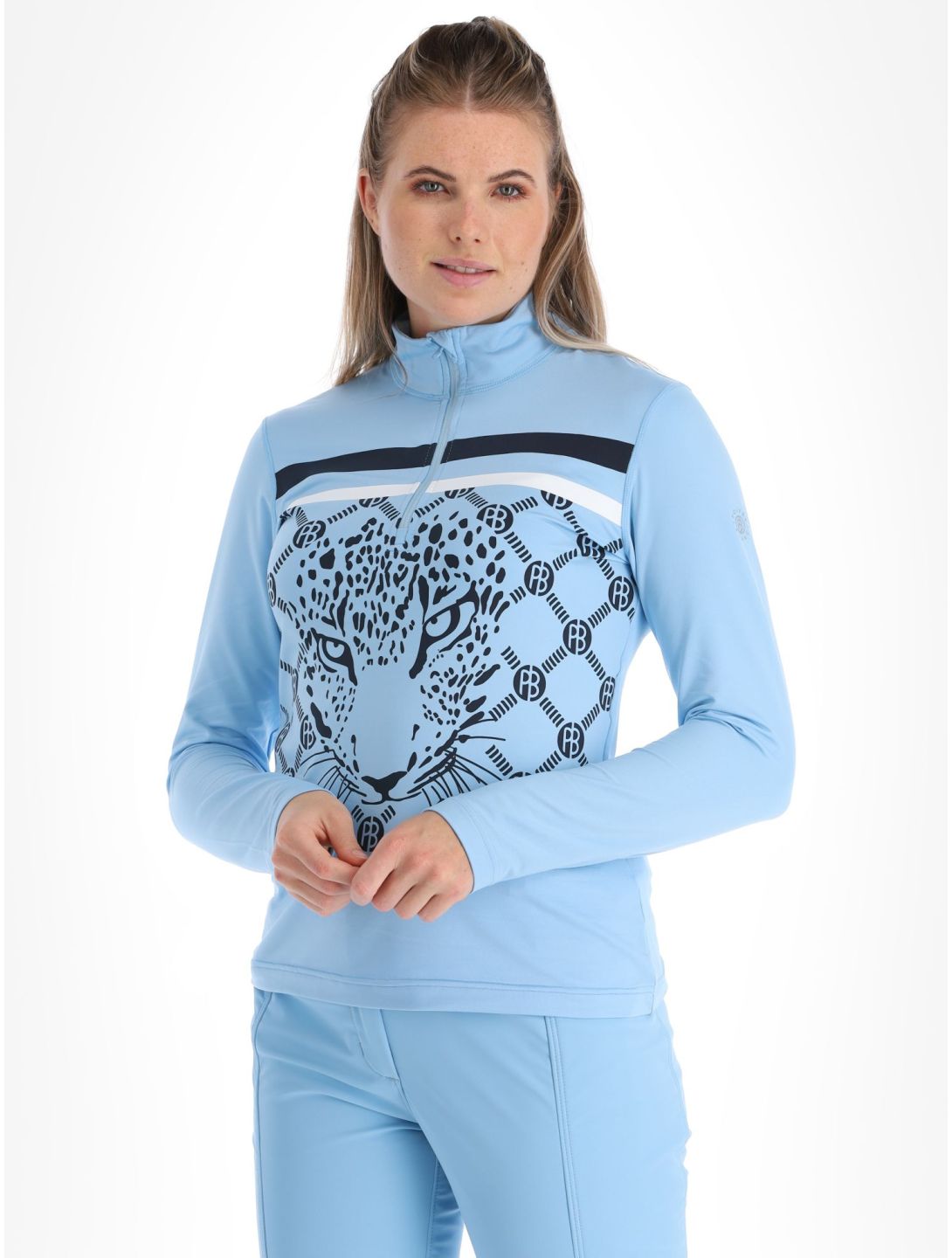 Poivre Blanc, Luxe Sport Line W23-1940-WO/L pull de ski femmes Leopard Starlight Blue bleu 