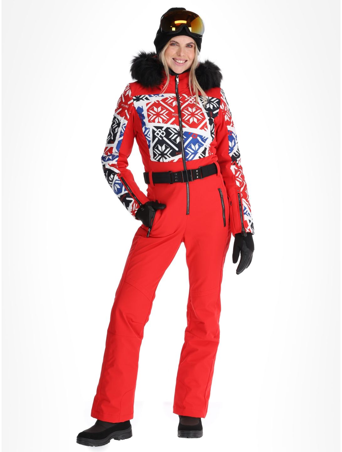 Poivre Blanc, Traditional 24PBH0831/WO/P combinaison de ski femmes Print Scarlet Red rouge 