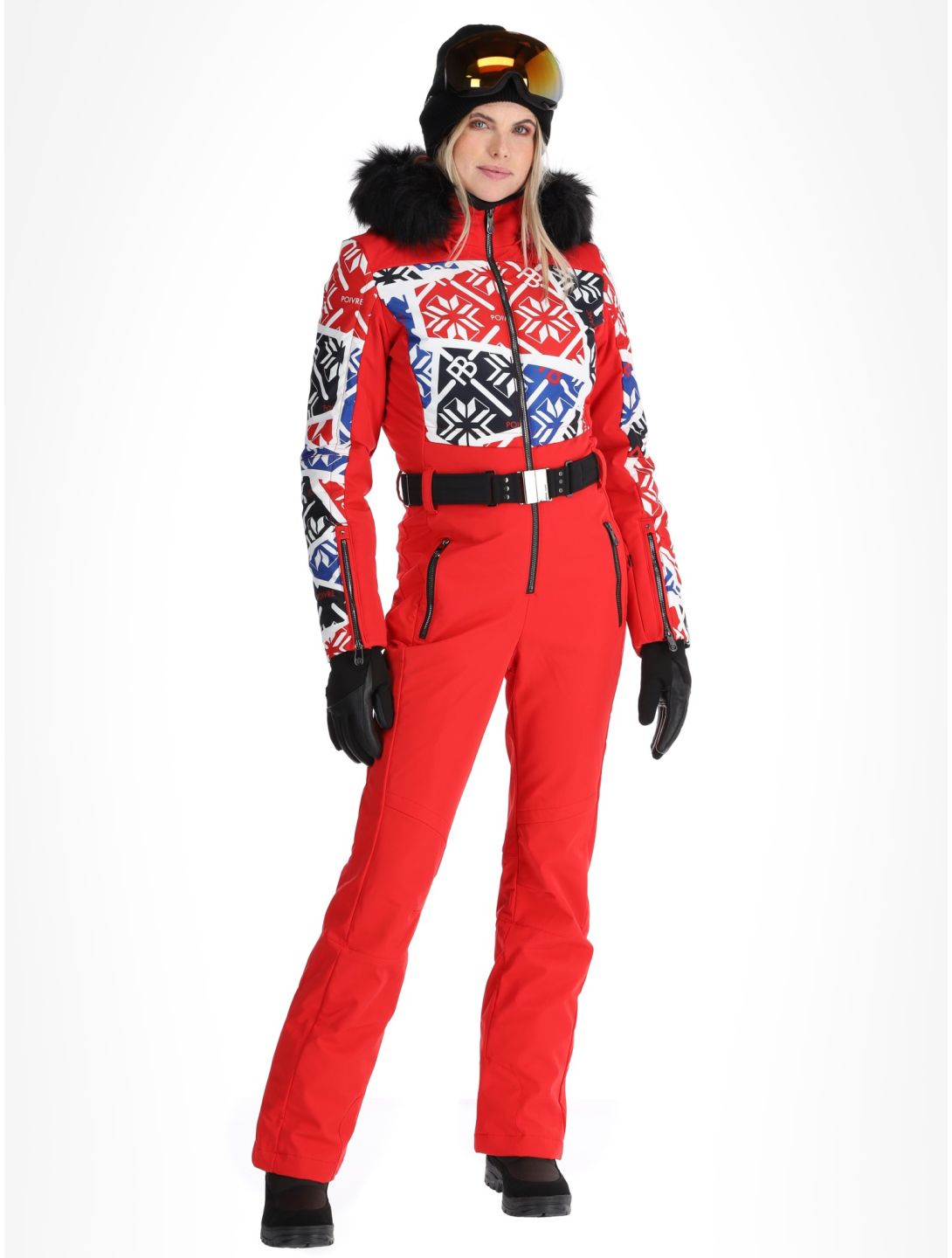 Poivre Blanc, Traditional 24PBH0831/WO/P combinaison de ski femmes Print Scarlet Red rouge 