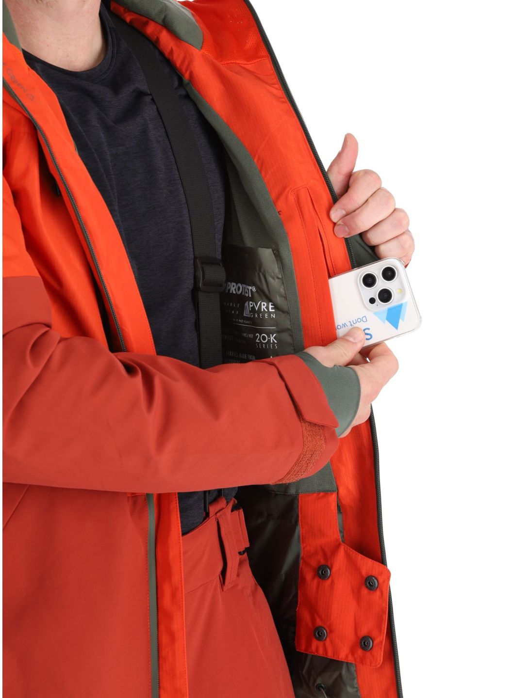 Protest, PRTBAKIE veste de ski hommes Burnt Orange orange, rouge 