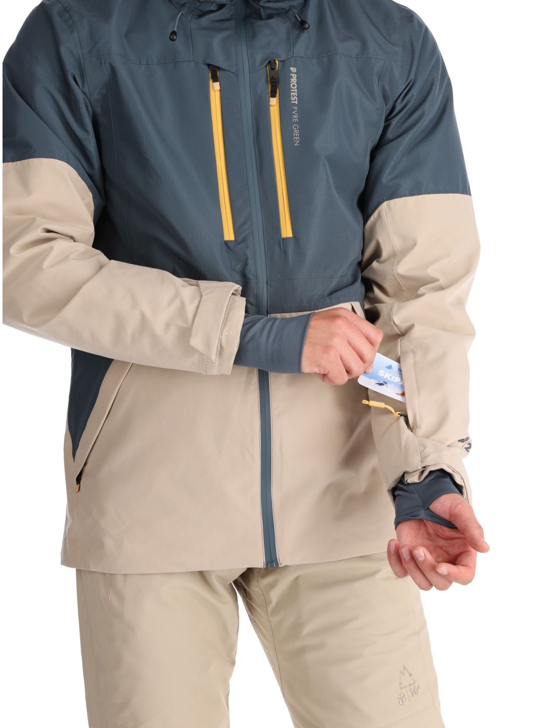 Protest, PRTBAKIE veste de ski hommes Yale Blue beige, bleu 