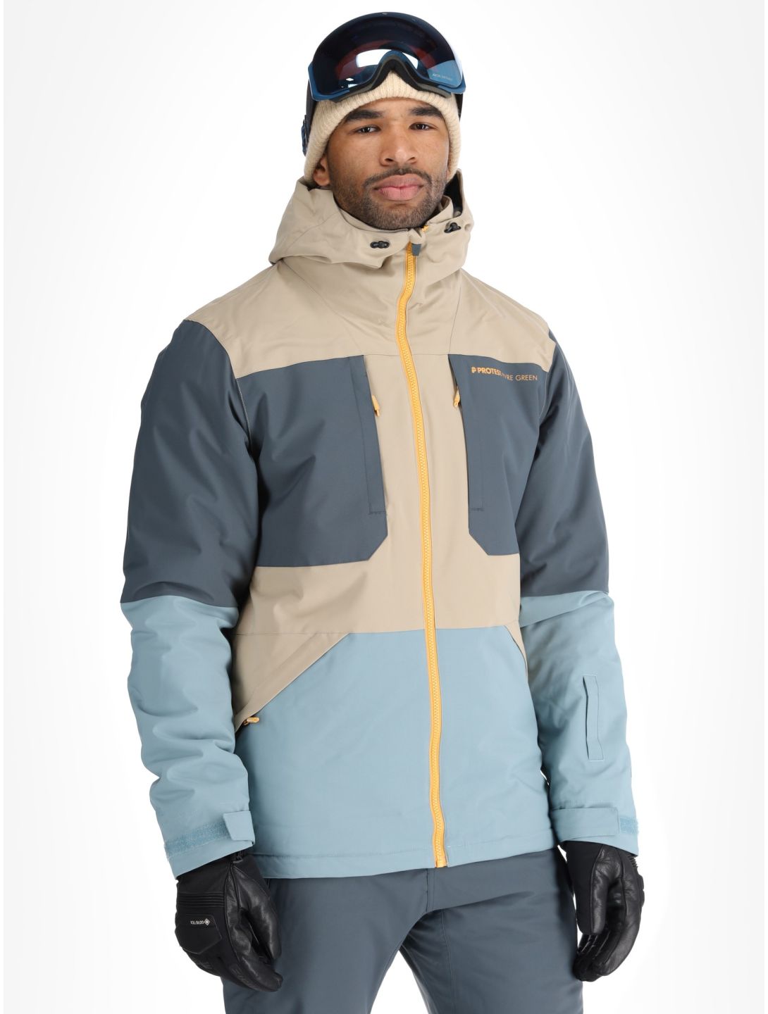 Protest, PRTENSTONE veste de ski hommes Steel Blue beige, bleu 