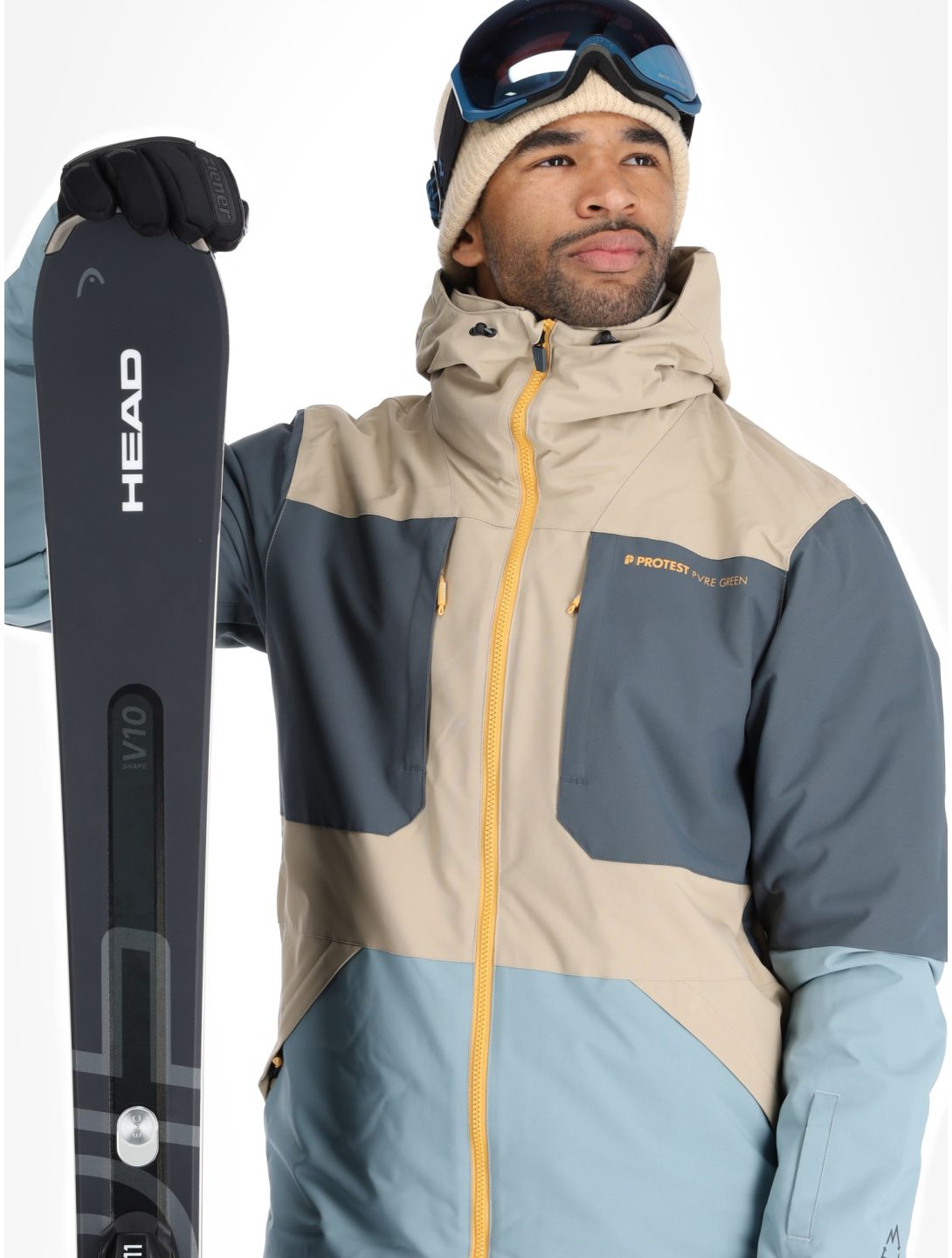 Protest, PRTENSTONE veste de ski hommes Steel Blue beige, bleu 