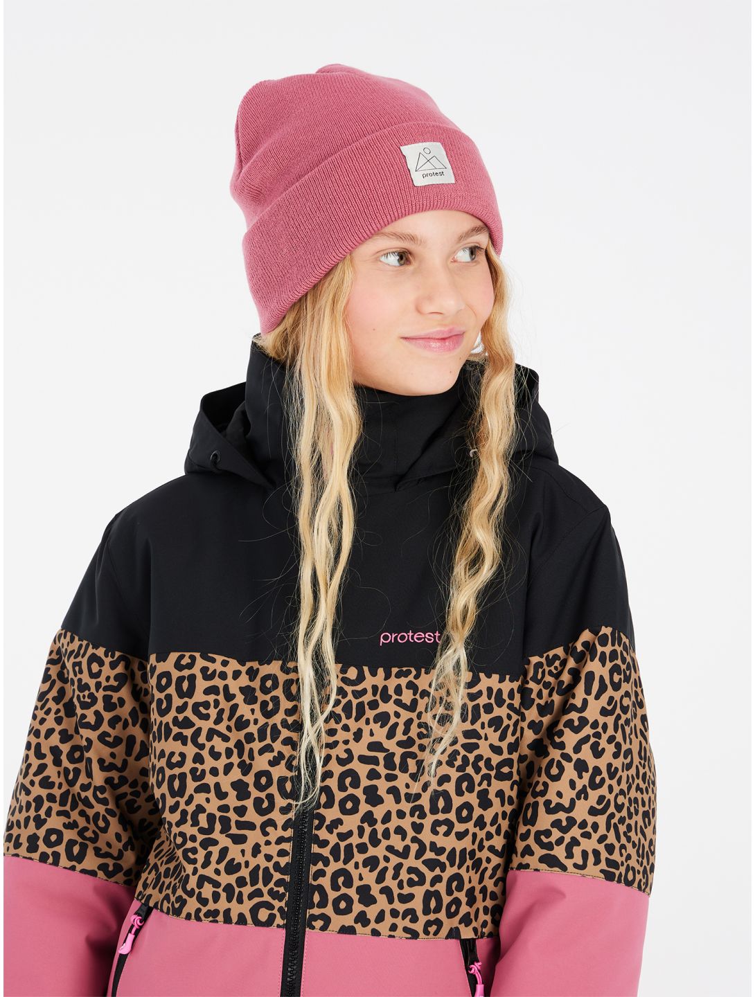 Protest, PRTFUGEE JR veste de ski enfants Rose Dust noir, rose 