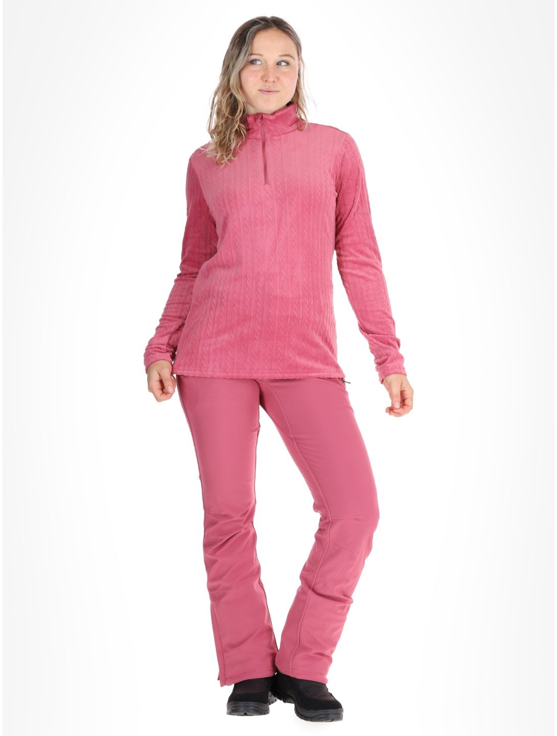 Protest, PRTGAIL 1/4 zip pull de ski femmes Rose Dust rose 