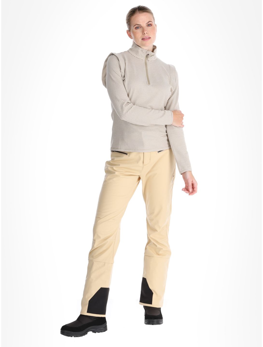 Protest, PRTIVORY 1/4 zip pull de ski femmes Bamboo Beige beige 