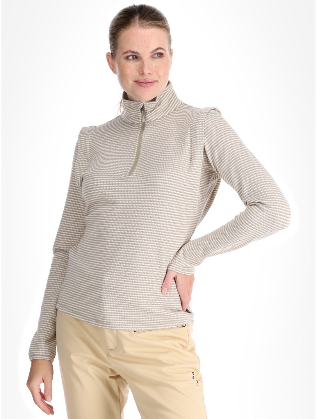 Protest, PRTIVORY 1/4 zip pull de ski femmes Bamboo Beige beige 