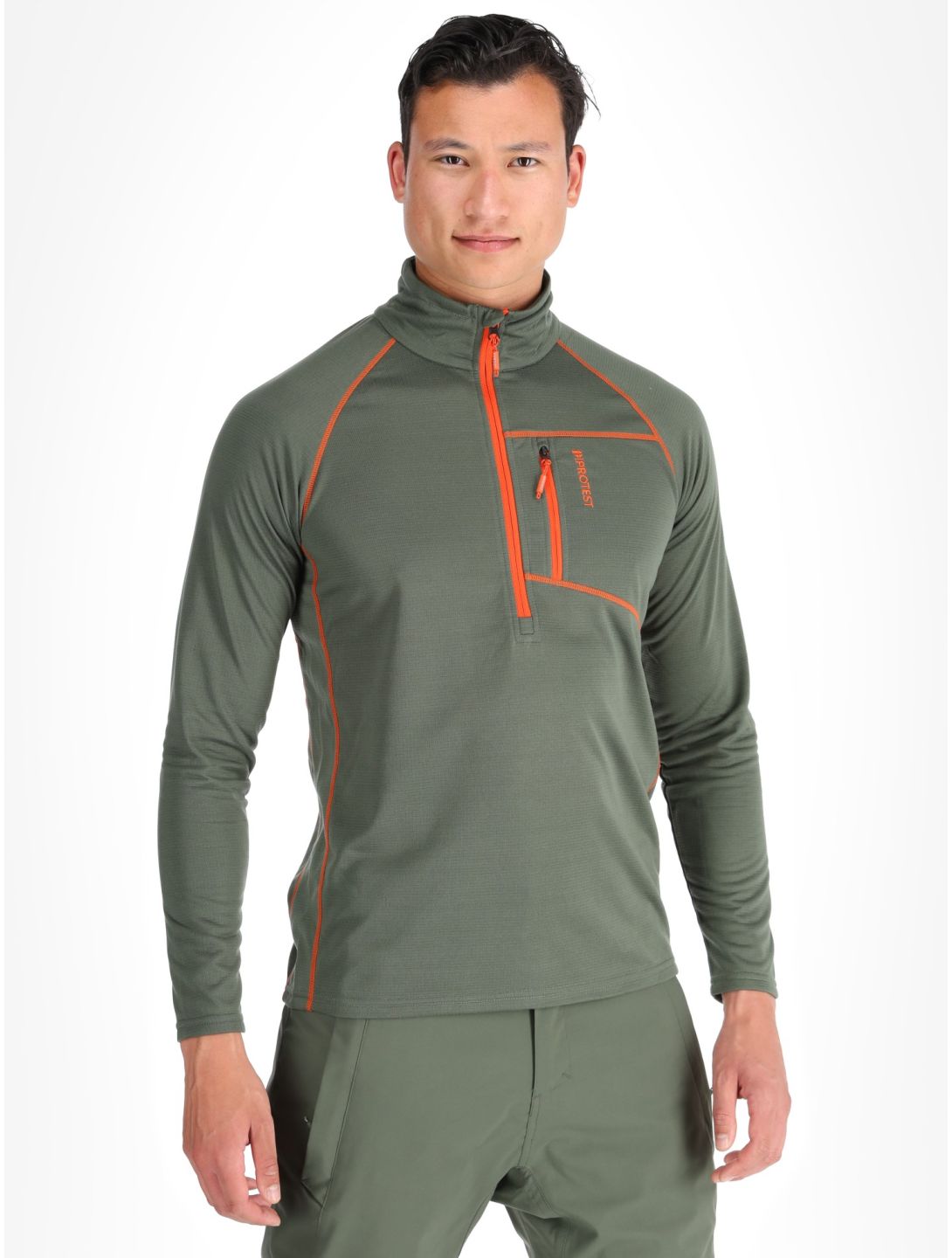 Protest, PRTKODY 1/4 zip pull de ski hommes Thyme vert 