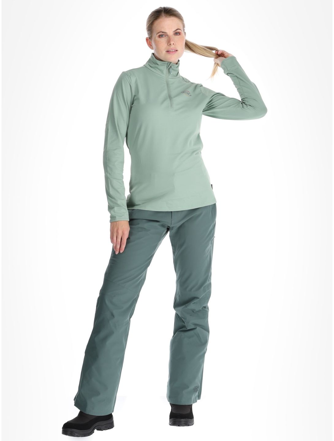 Protest, PRTLUNAR 1/4 zip pull de ski femmes Green Baygreen vert 