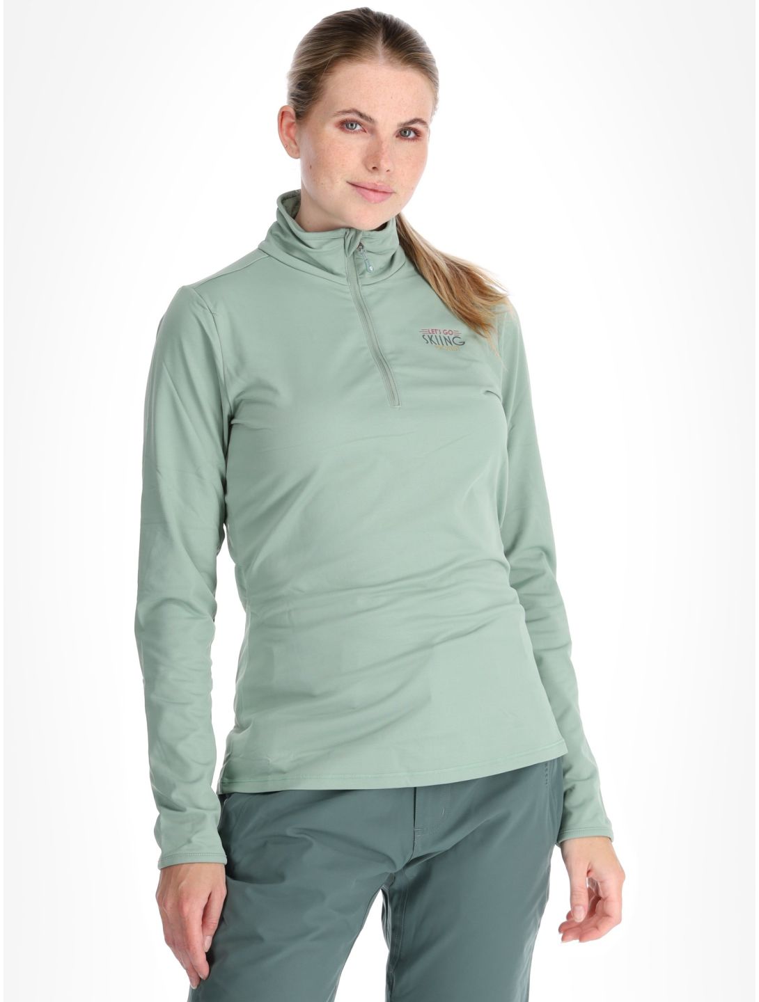 Protest, PRTLUNAR 1/4 zip pull de ski femmes Green Baygreen vert 