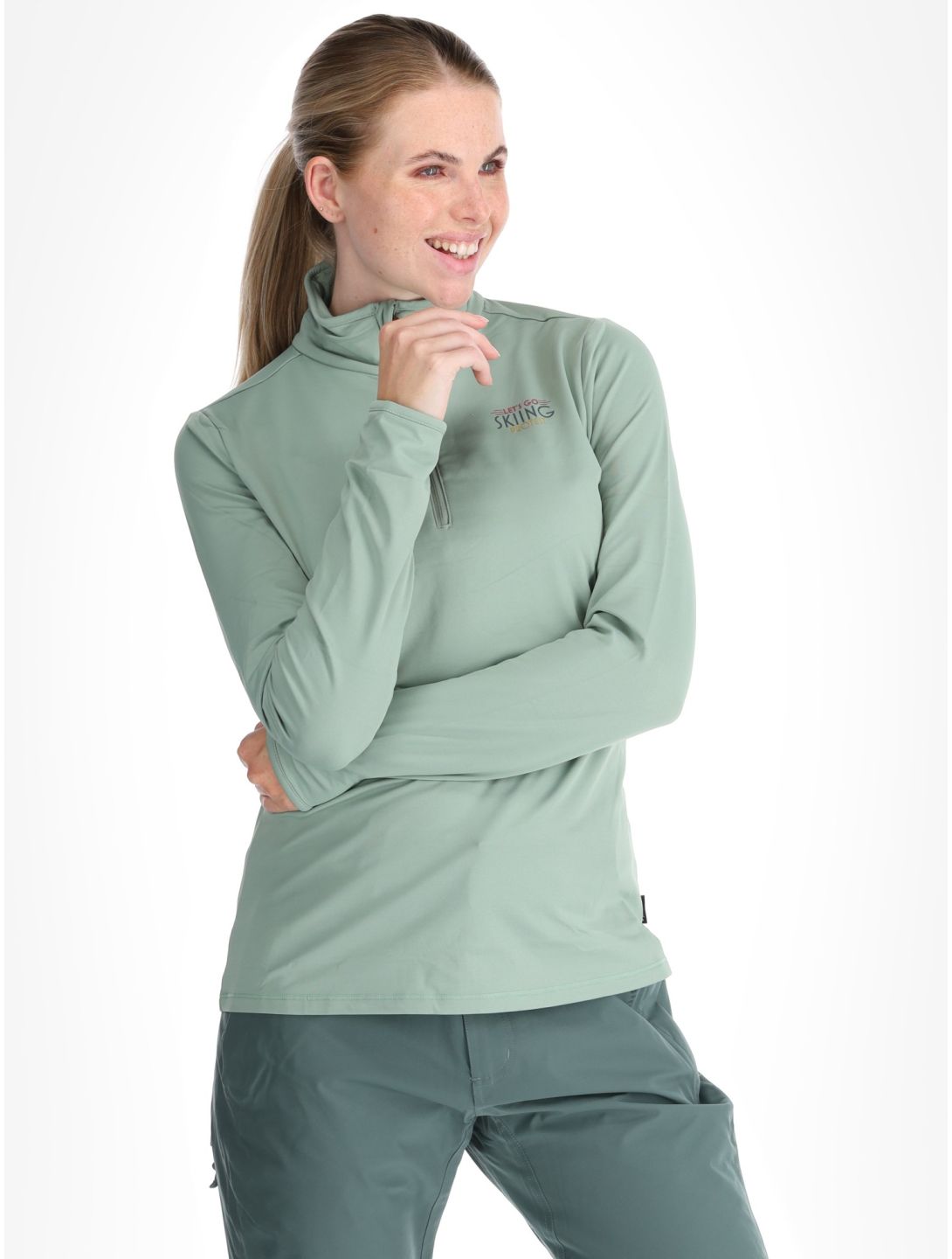 Protest, PRTLUNAR 1/4 zip pull de ski femmes Green Baygreen vert 