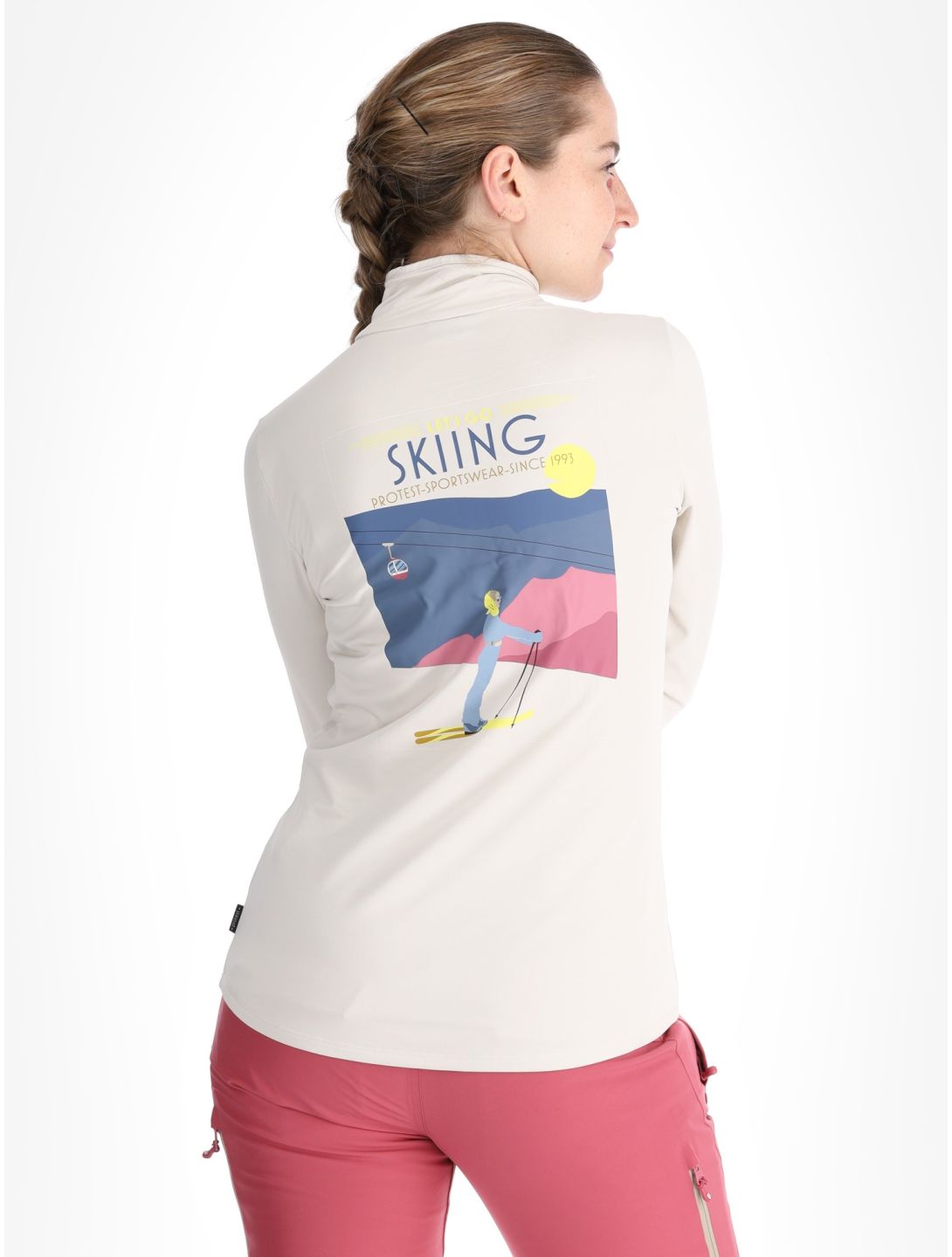 Protest, PRTLUNAR 1/4 zip pull de ski femmes Kitoff White blanc 