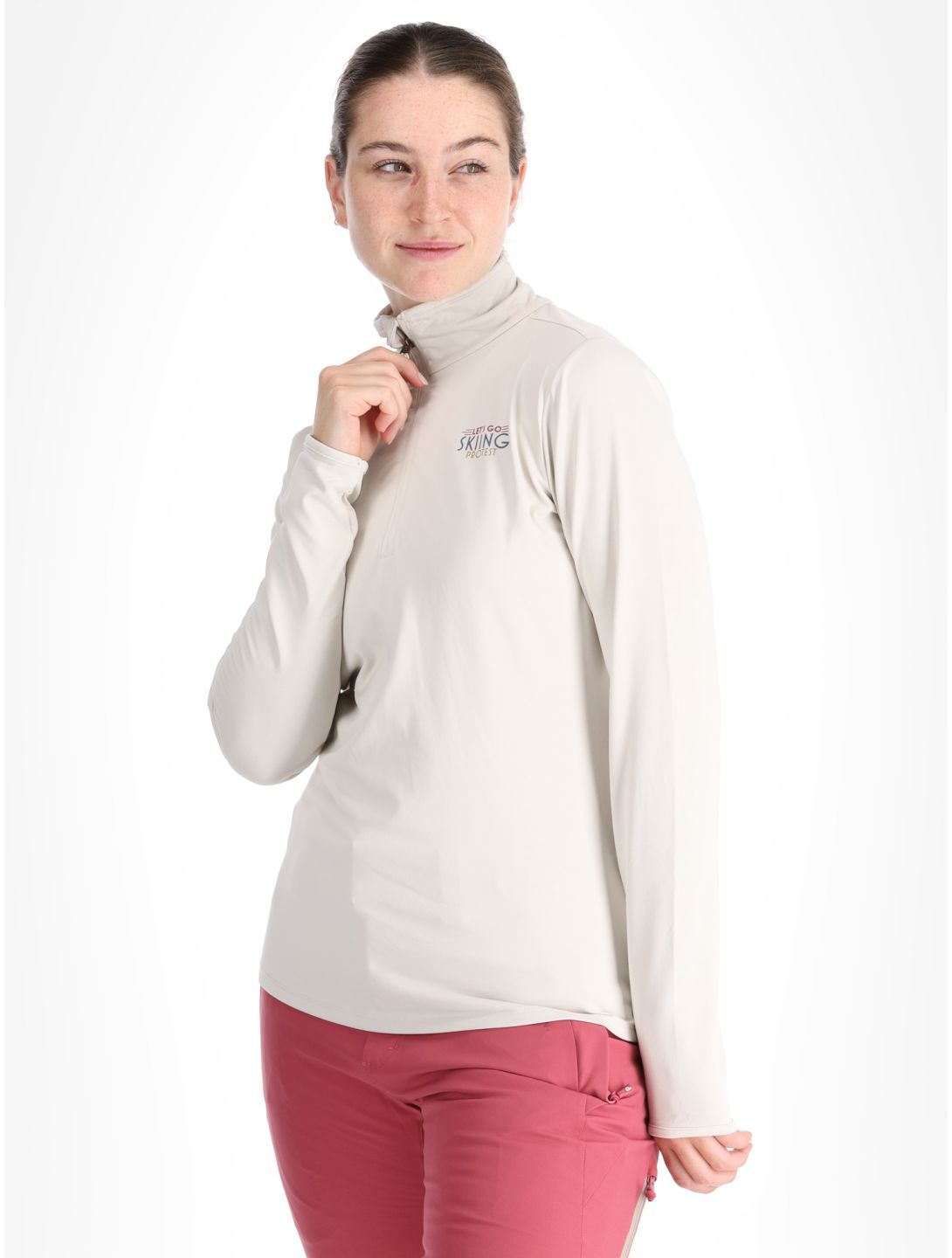 Protest, PRTLUNAR 1/4 zip pull de ski femmes Kitoff White blanc 