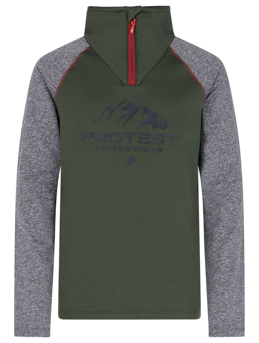 Protest, PRTRAF JR 1/4 zip pull de ski enfants Thyme gris, vert 