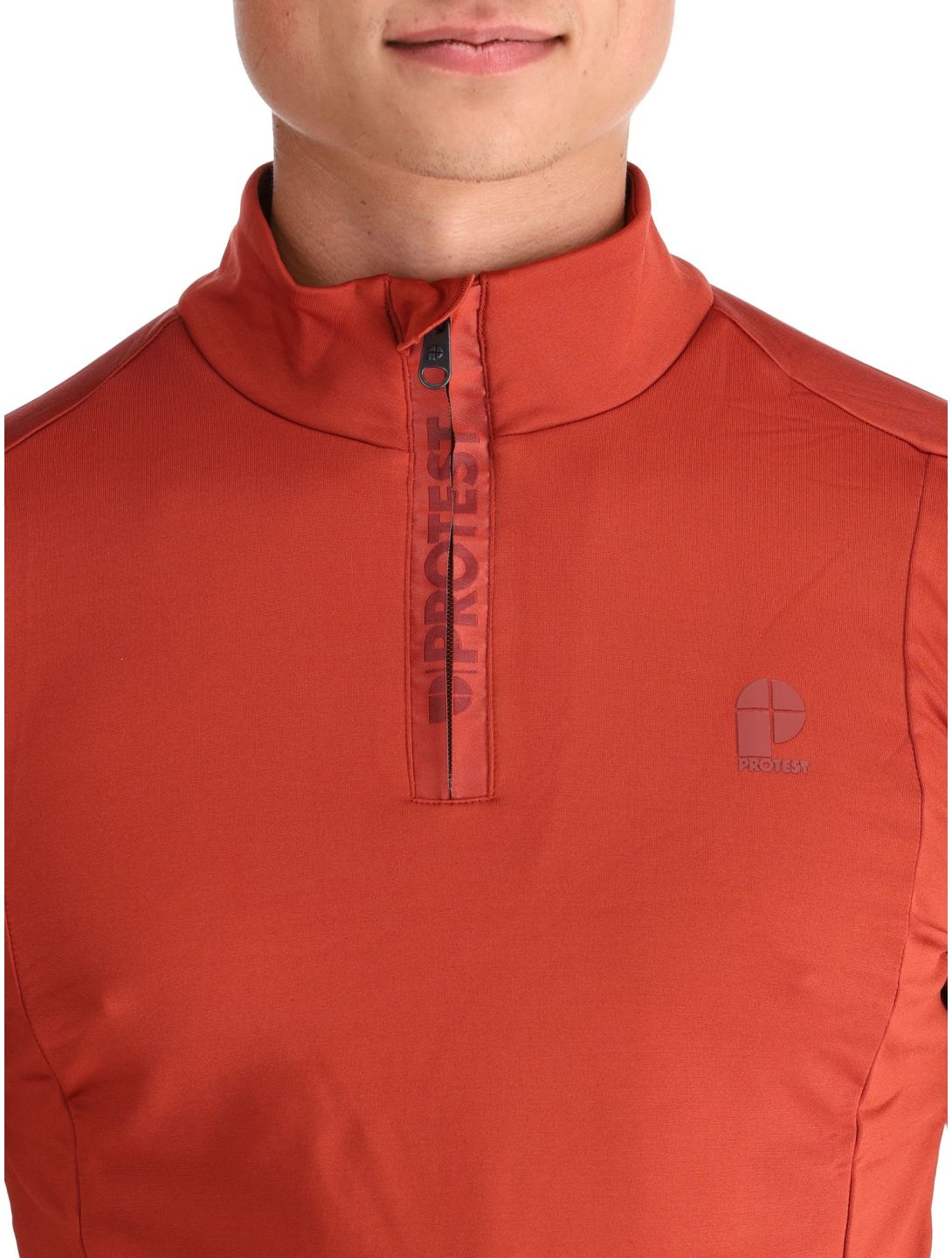 Protest, REWILL 1/4 zip top pull de ski hommes Barn Red rouge 