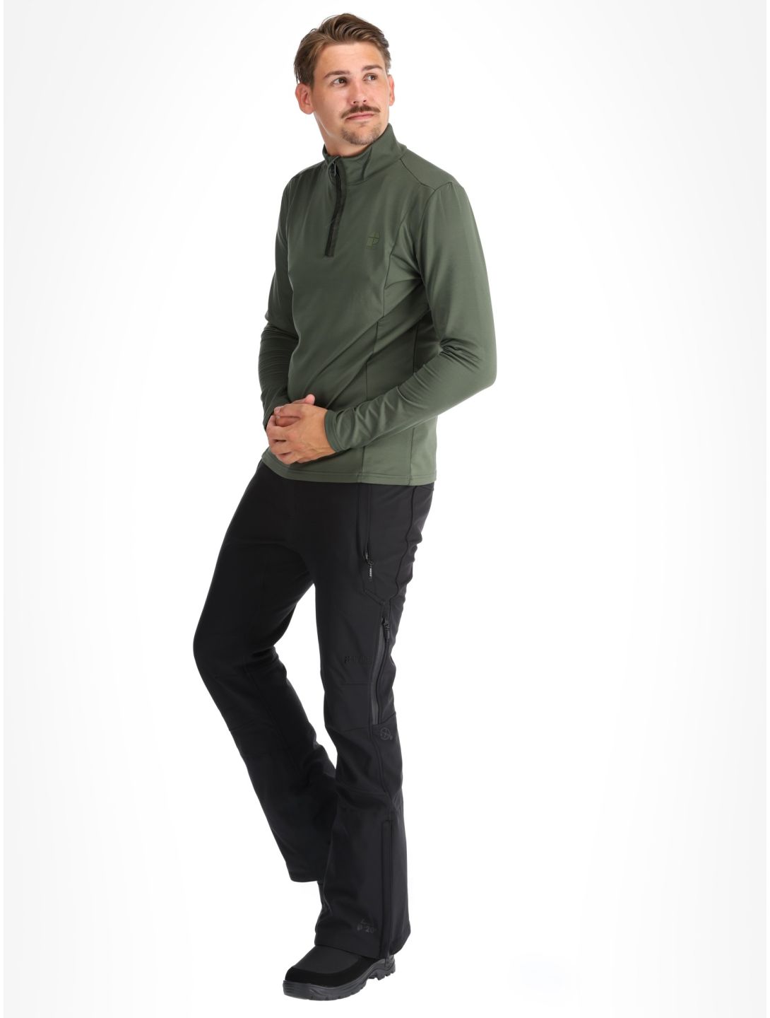 Protest, REWILL 1/4 zip top pull de ski hommes Thyme vert 