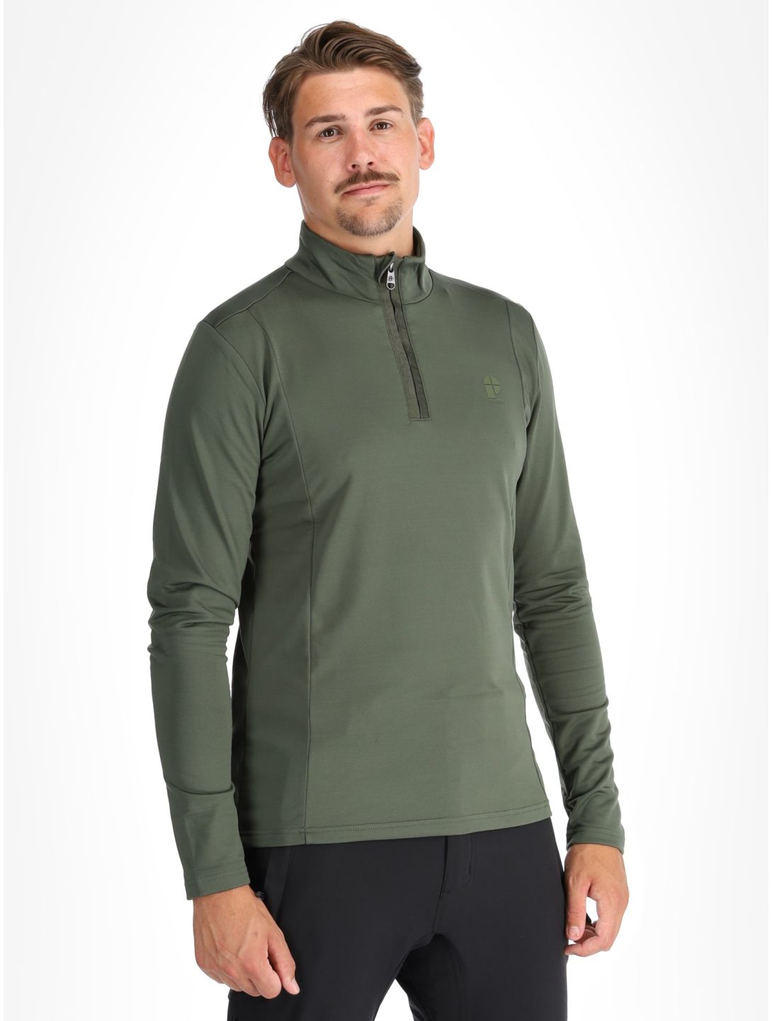 Protest, REWILL 1/4 zip top pull de ski hommes Thyme vert 