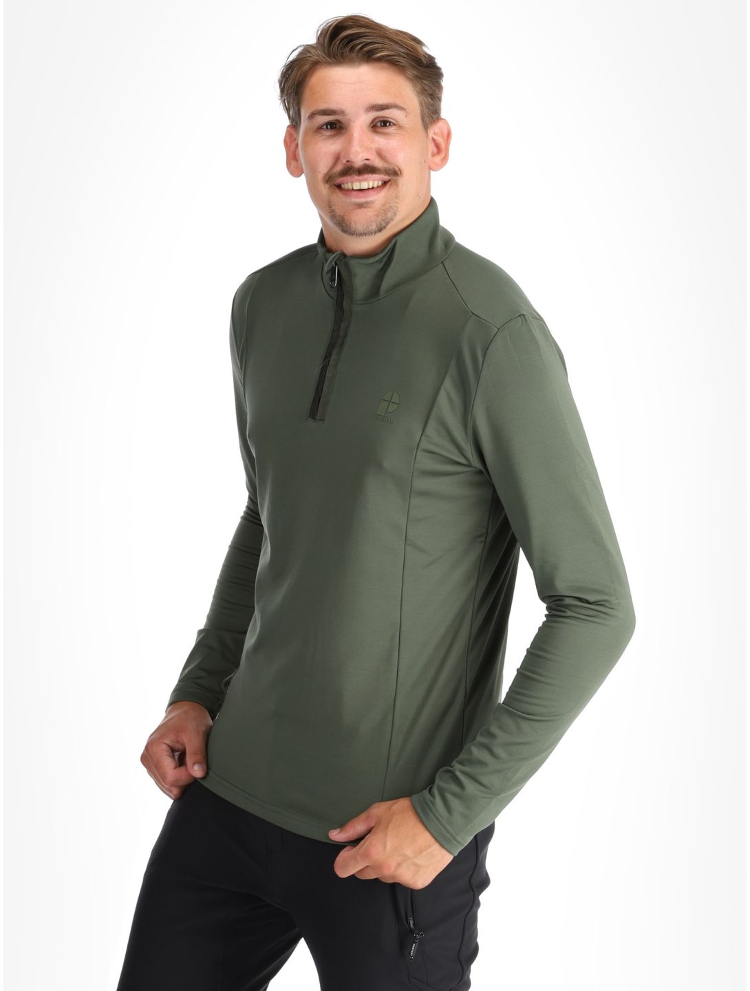 Protest, REWILL 1/4 zip top pull de ski hommes Thyme vert 