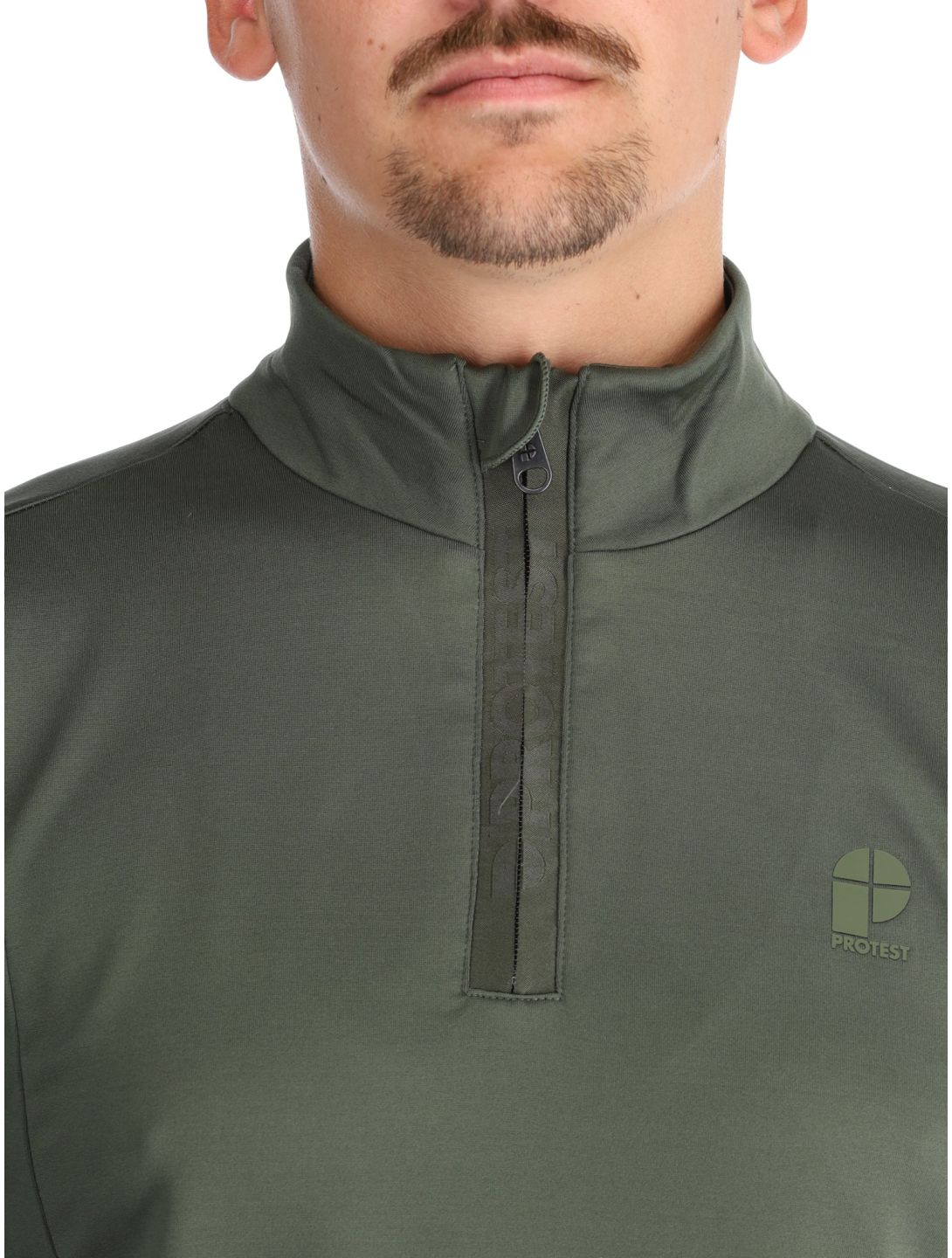 Protest, REWILL 1/4 zip top pull de ski hommes Thyme vert 