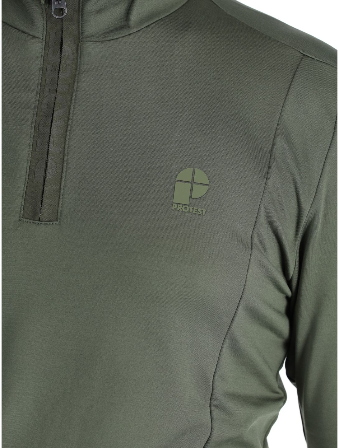 Protest, REWILL 1/4 zip top pull de ski hommes Thyme vert 