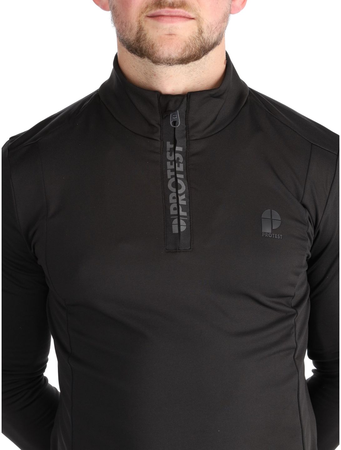 Protest, REWILL 1/4 zip top pull de ski hommes True Black noir 