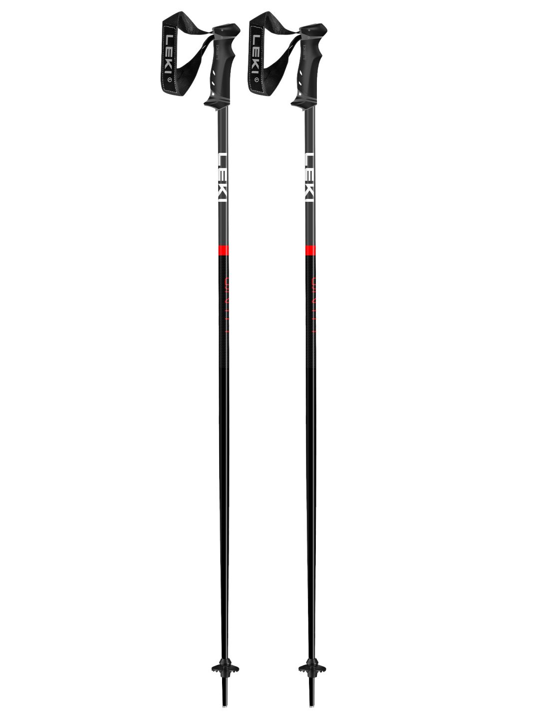 Leki, Qntm Bâtons de ski unisexe Black / Light Antracite / Bright Red gris, noir, rouge 