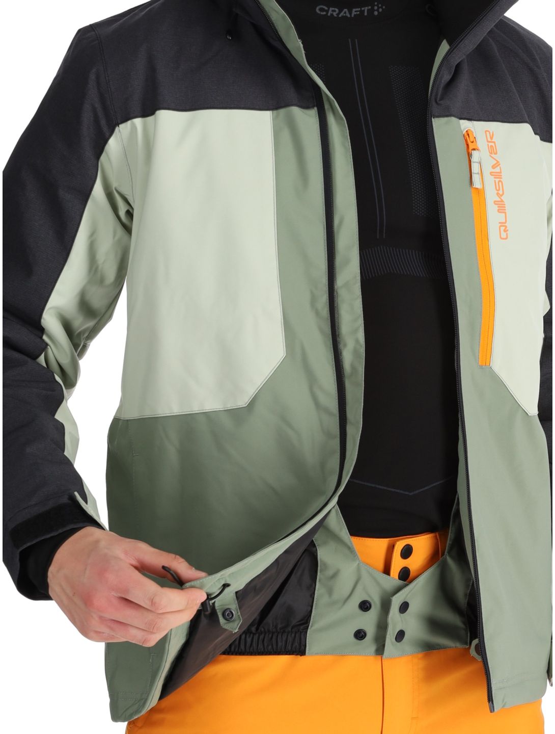 Quiksilver, Dawson veste de ski hommes Sea Spray noir, vert 