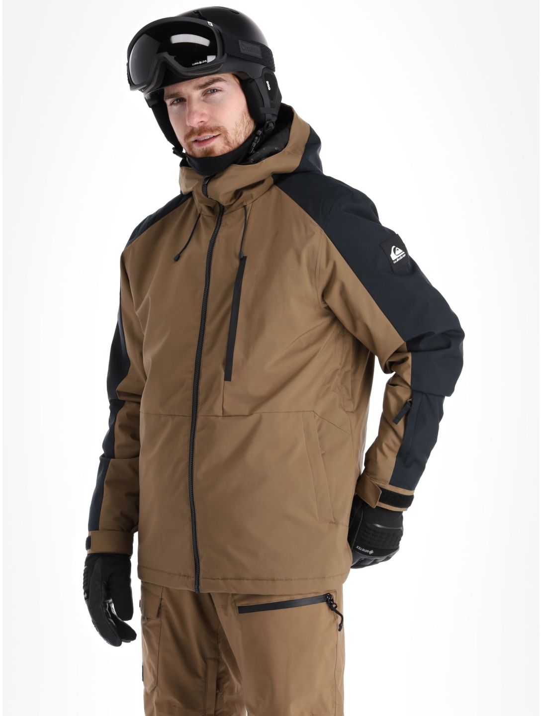 Quiksilver, Mission Block veste de ski hommes Cub brun, noir 