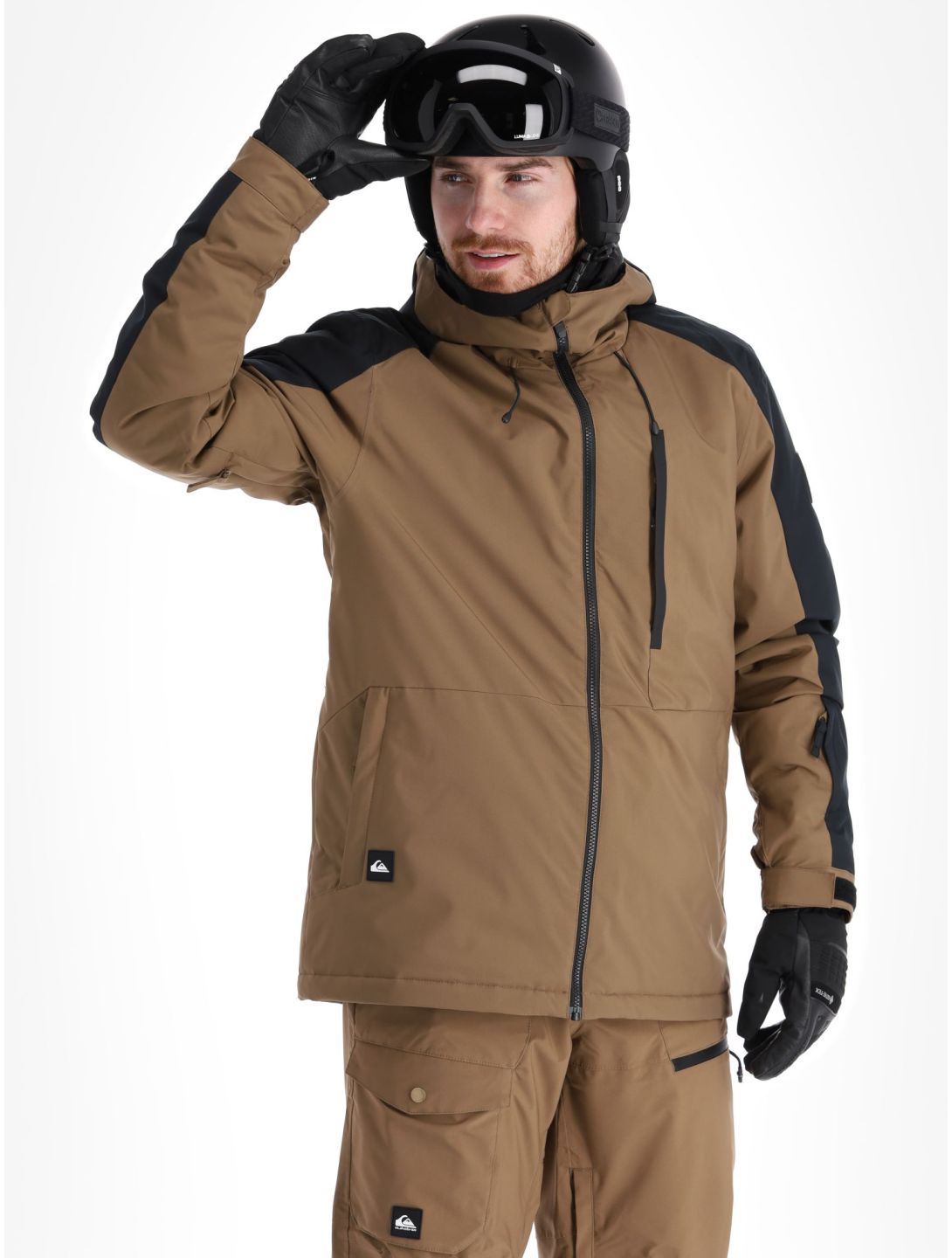 Quiksilver, Mission Block veste de ski hommes Cub brun, noir 