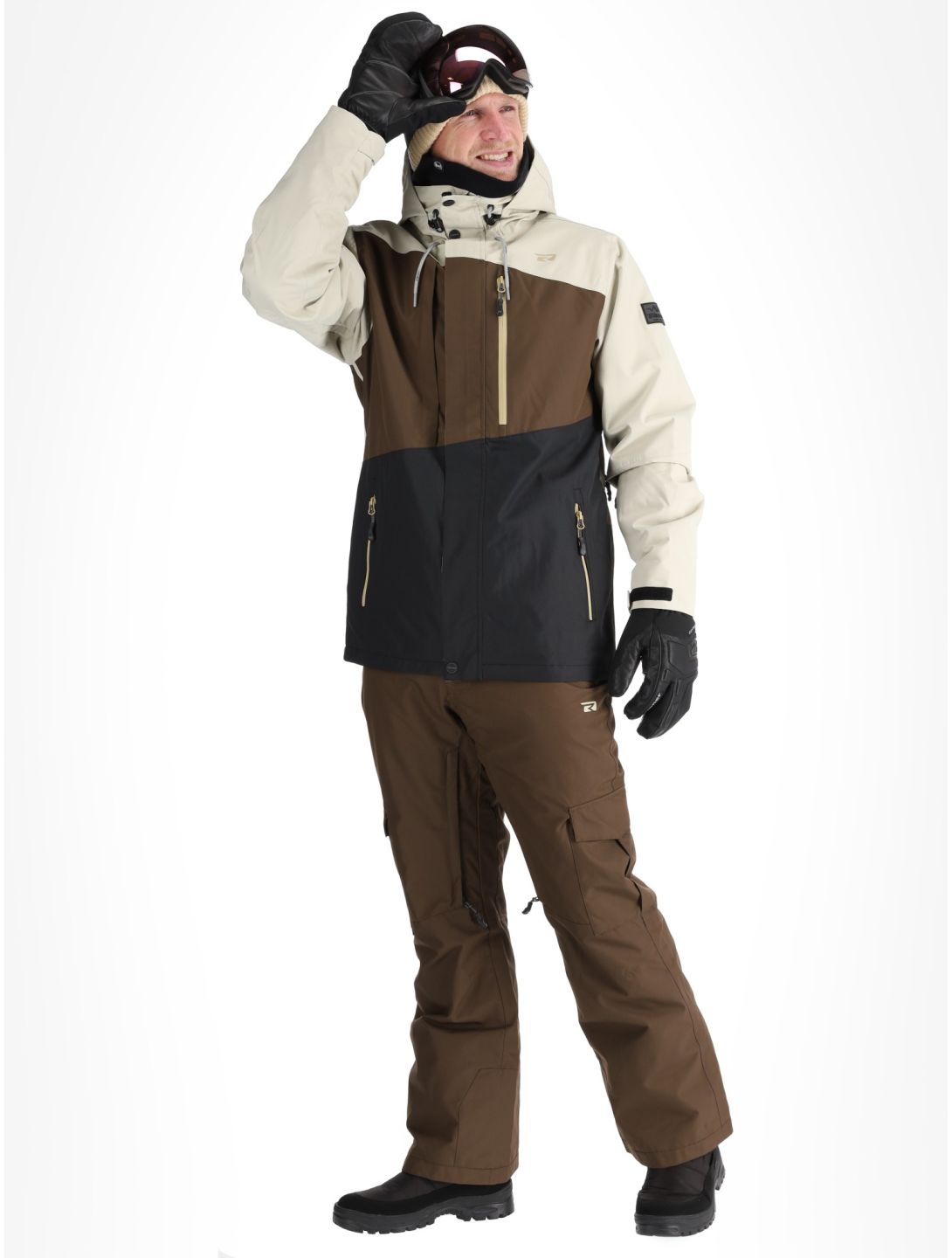 Rehall, Canlaon-R veste de ski hommes Gravel Stone beige, brun, noir 