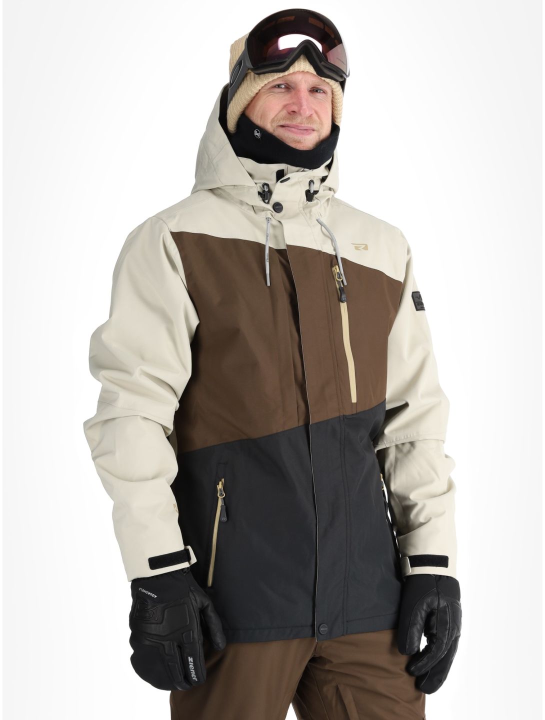 Rehall, Canlaon-R veste de ski hommes Gravel Stone beige, brun, noir 