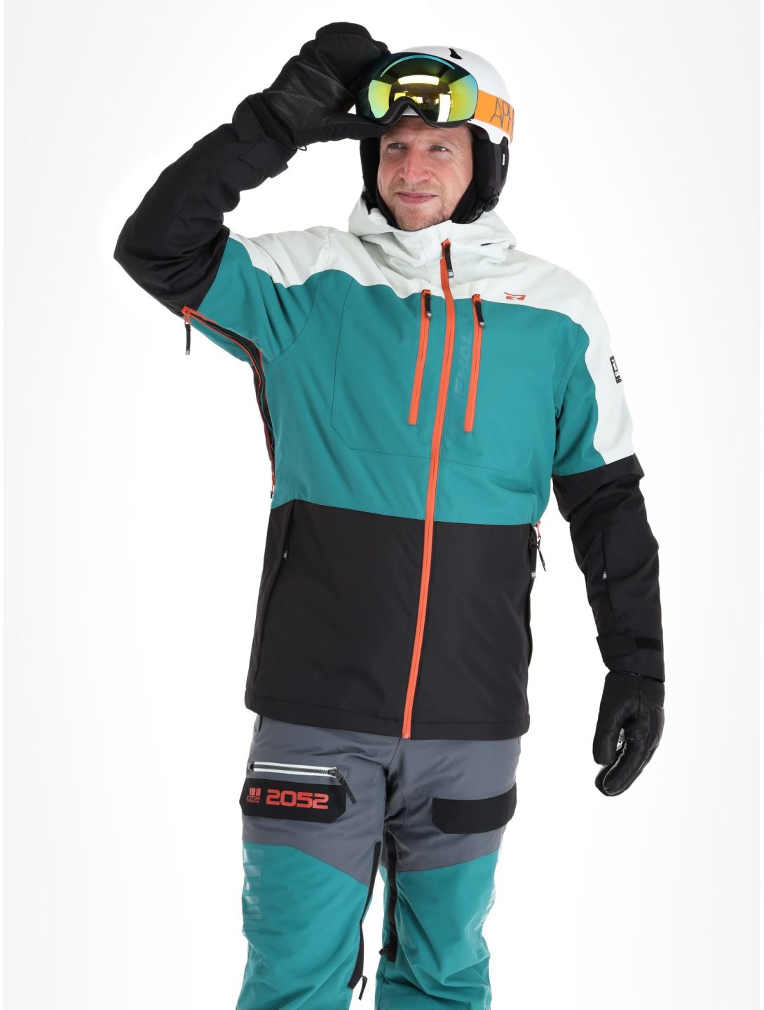 Rehall, Cropp-R veste de ski hommes Teal green blanc, bleu, noir 