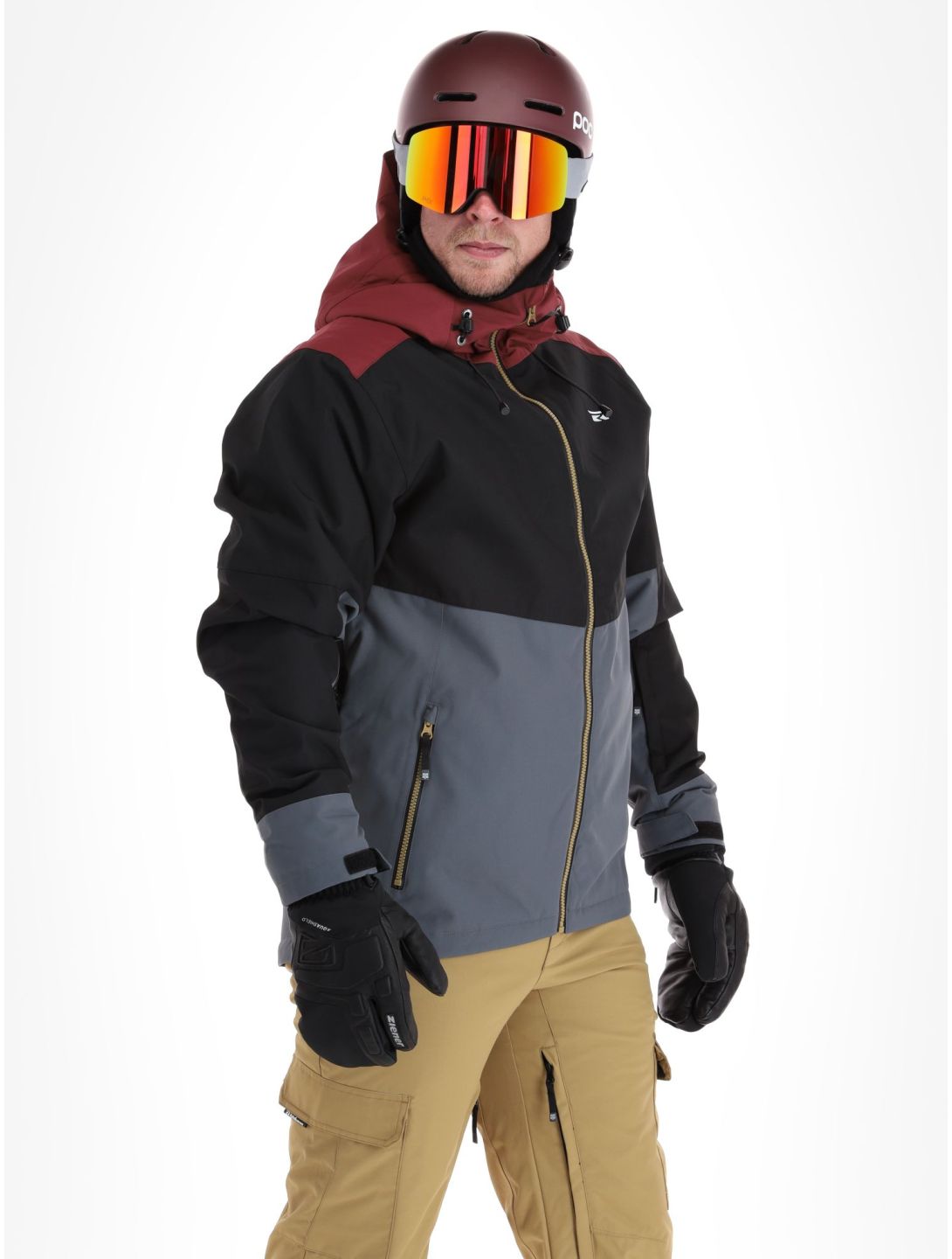 Rehall, Drago-R veste de ski hommes Oxblood gris, noir, rouge 