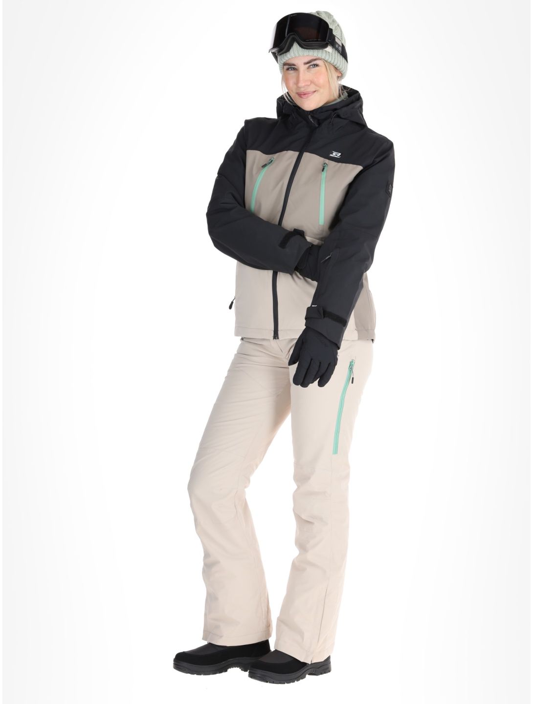 Rehall, Meave-R veste de ski femmes Feldspar beige, noir, vert 