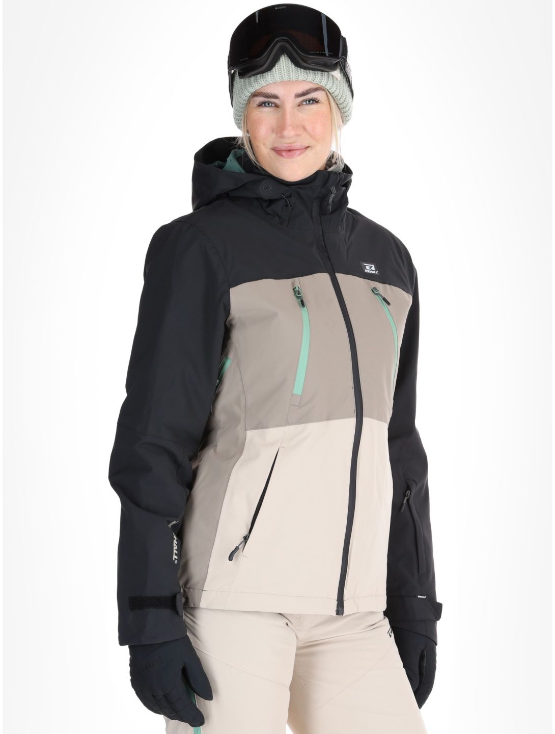 Rehall, Meave-R veste de ski femmes Feldspar beige, noir, vert 