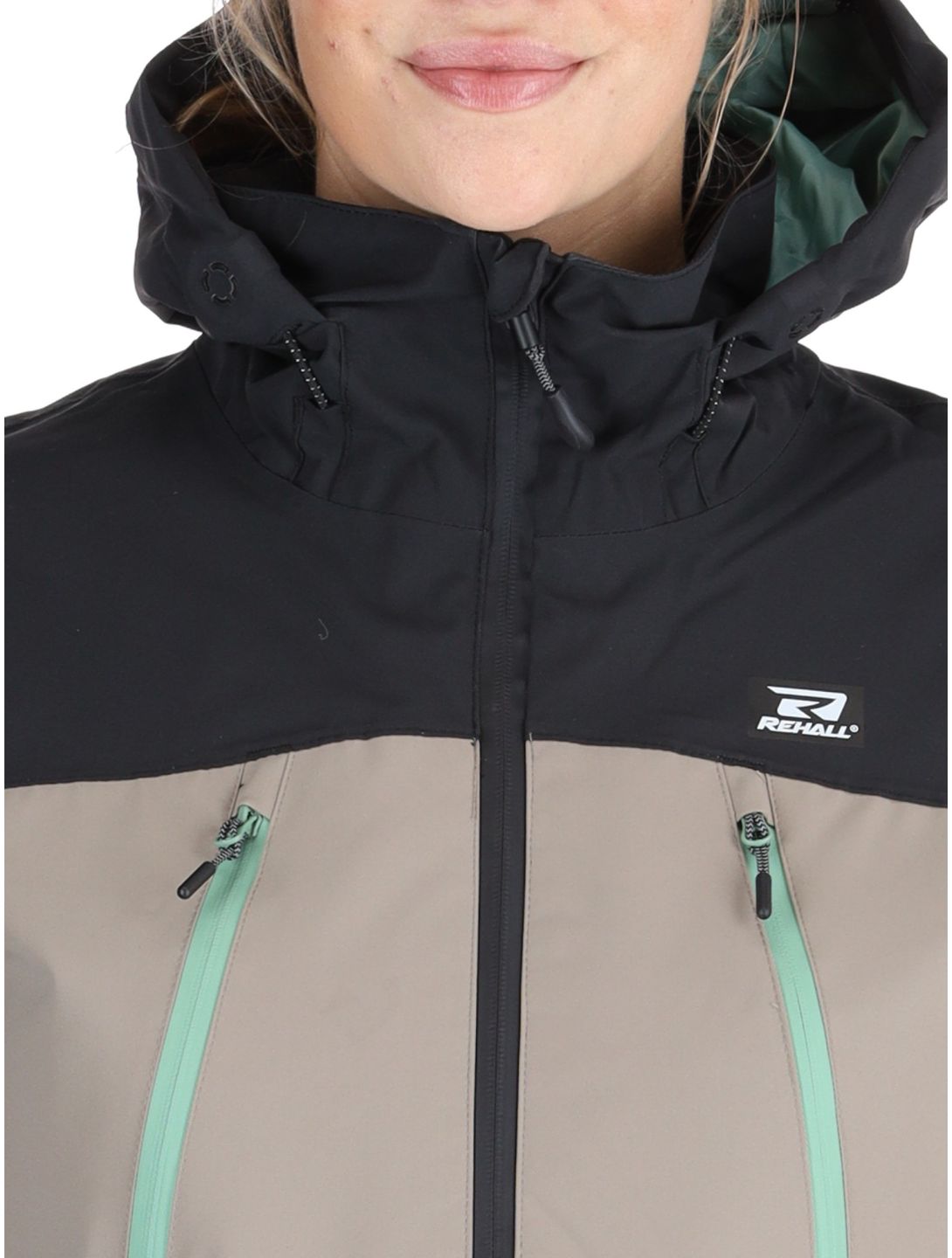 Rehall, Meave-R veste de ski femmes Feldspar beige, noir, vert 