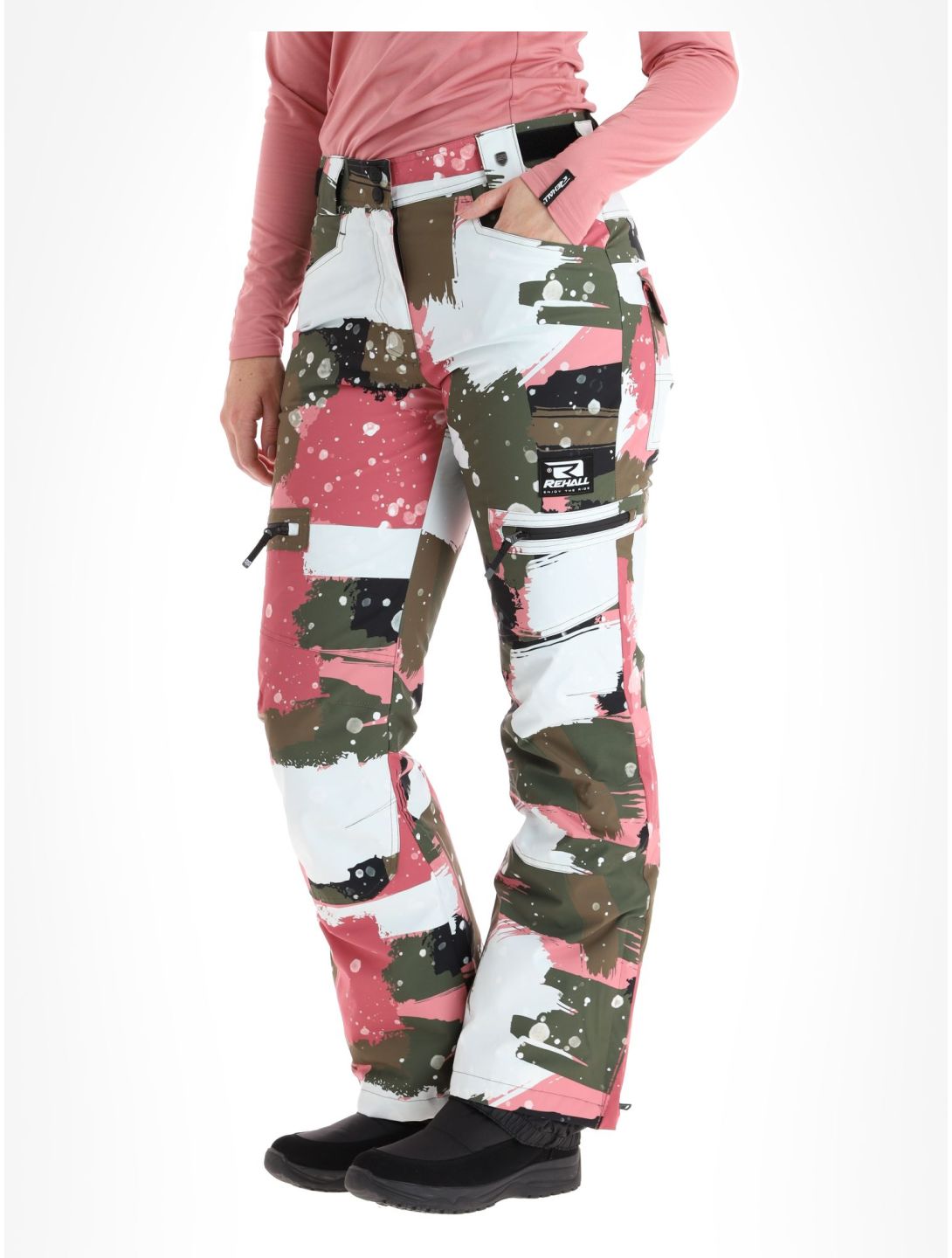 Rehall, Nori-R pantalon de ski femmes Camo Abstract Rose multicolore, rose 